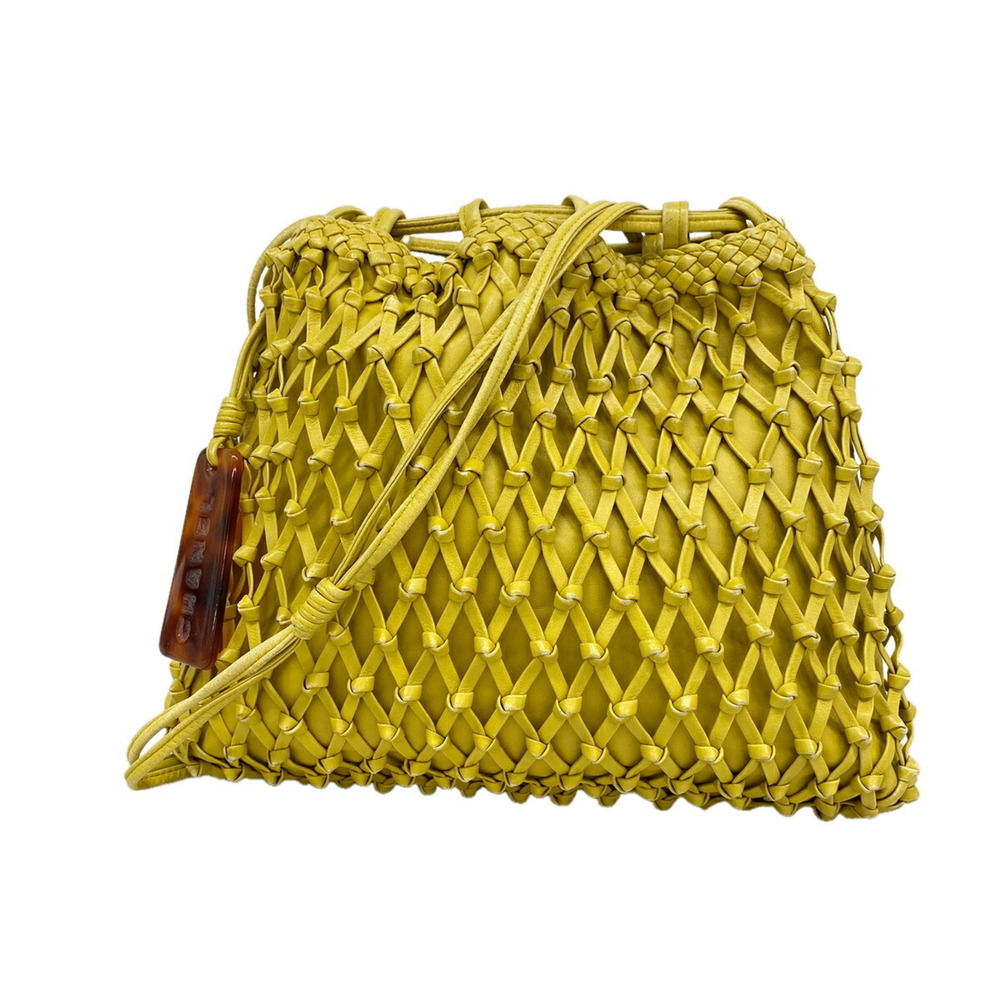 Chanel Leather Shoulder Bag, Light Green, Women's